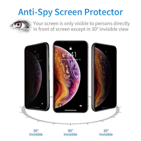 Apple iPhone XS Max [6.4 inch] Privacy Screen Protector, Anti Spy 9H Tempered Glass Screen Protector [Anti-Fingerprint] [Bubble Free] [Full Coverage] for Apple iPhone XS Max [6.4"]