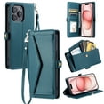 thumbnail image 1 of For Apple iPhone XS Max Case Wallet, Cards Holder RFID Blocking Crossbody Shoulder Strap Hand Wrist Bumper Shockproof Flip Cover Stand Protective PU Leather Phone Case for iPhone XS Max, Green, 1 of 8