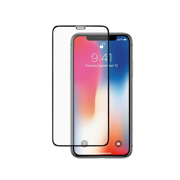 Apple iPhone XS Screen Protector, BoxWave [ClearTouch Glass Ultra] 9H Tempered Glass Screen Guard w/ Colored Border for Apple iPhone XS, 11 Pro, X - Jet Black