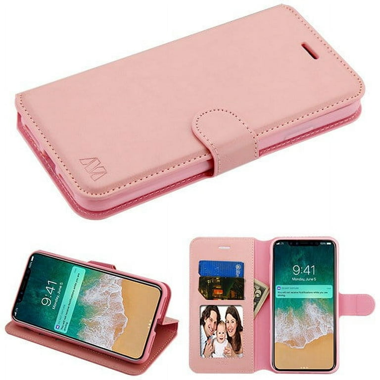 Apple iPhone Xs Max (6.5 Inch) - Phone Case Leather Flip Wallet Case Cover  Stand Pouch Book Magnetic Buckle Light Pink Phone Case for Apple iPhone Xs  ...