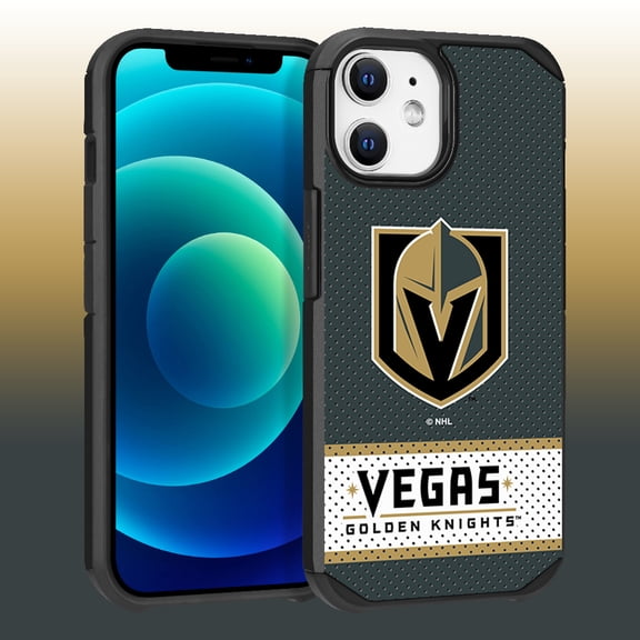 Apple iPhone iPhone 12 Pro (6.1) -NHL Licensed Las Vegas Golden Team Logo on Jersey Textured Dual Layer Case