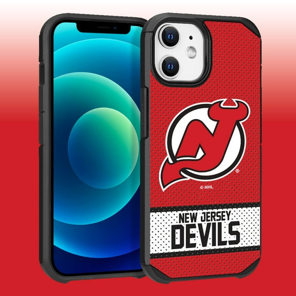 Apple iPhone iPhone 12 Pro (6.1) -NHL Licensed New Jersey Devils Mets Team Logo on Jersey Textured Dual Layer Case