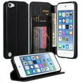thumbnail image 1 of Apple iPod Touch 5, Ipod Touch 6, Touch 7, Wrist Strap Slim Flip [Kickstand] Pu Leather Magnetic Wallet Case Cover with Card Slots - Black, 1 of 4