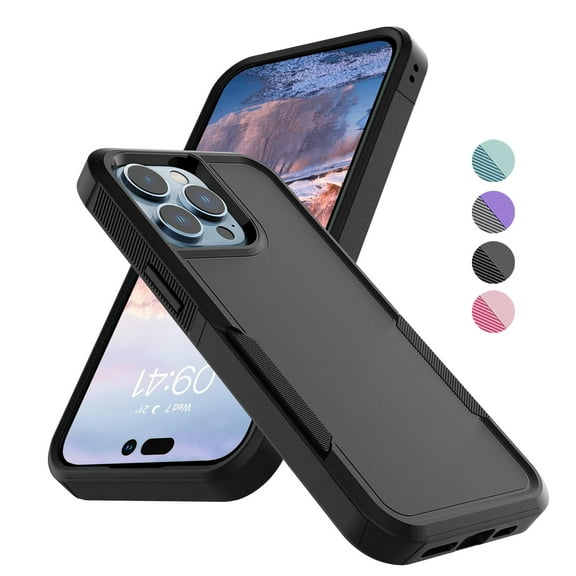 For Apple iphone 14 Pro Phone Case, Ebizware Heavy Duty Shockproof Case [Military Grade Drop Tested] Dual Layer Full Body Protective Cover for iphone 14 Pro -Black