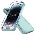 thumbnail image 1 of Apple iphone 15 Pro Phone Case with Tempered Glass Screen Protector, eBizWare Shockproof Case Cover for iphone 15 Pro, Heavy Duty Armor Full Body Protective Case - Mint Green, 1 of 8