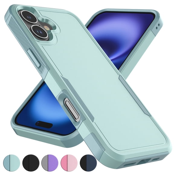 For Apple iphone 16 Plus Phone Case, Ebizware Heavy Duty Shockproof Case [Military Grade Drop Tested] Dual Layer Full Body Protective Cover for iphone 16 Plus - Mint Green