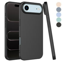 For Apple iphone 17 Air Case, Liquid Silicone Cell Phone Case for iphone 17 Air, Ebizware Shockproof Full-Body Protective Rugged Rubber Ultra Slim Cover with Microfiber Lining - Black