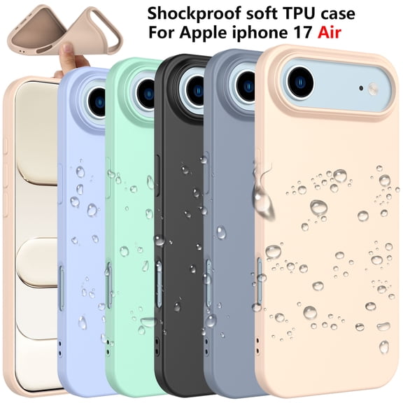 For Apple iphone 17 Air Case Silicone Cover, Tekcoo Shockproof Rugged Soft Gel Rubber Slim Protective Cover Anti-Scratch Microfiber Lining Cute Phone Case for Apple iphone 17 Air - Pink Sand
