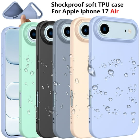 For Apple iphone 17 Air Case Silicone Cover, Tekcoo Shockproof Rugged Soft Gel Rubber Slim Protective Cover Anti-Scratch Microfiber Lining Cute Phone Case for Apple iphone 17 Air - Purple
