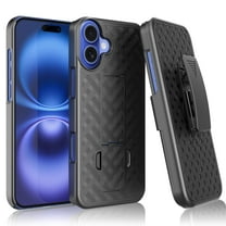 For Apple iphone 17 Case with Belt Clip Holster and Kickstand, Ebizware Shockproof Hybrid Heavy Duty Protective Rugged Cover Phone Case Holster Combo Shell for iphone 17 - Black