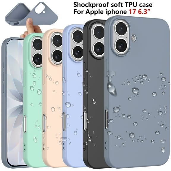 For Apple iphone 17 Case Silicone Cover, Tekcoo Shockproof Rugged Soft Gel Rubber Ultra Slim Protective Cover Anti-Scratch Microfiber Lining Cute Phone Case for Apple iphone 17 - Gray