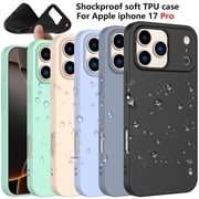 For Apple iphone 17 Pro Case Silicone Cover, Tekcoo Shockproof Rugged Soft Gel Rubber Ultra Slim Protective Cover Anti-Scratch Microfiber Lining Cute Phone Case for Apple iphone 17 Pro - Black