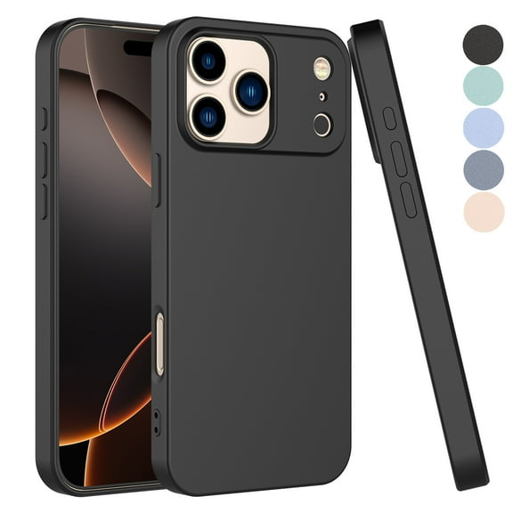 For Apple iphone 17 Pro Max Case, Liquid Silicone Cell Phone Case for iphone 17 Pro Max, Ebizware Shockproof Full-Body Protective Rugged Rubber Ultra Slim Cover with Microfiber Lining - Black