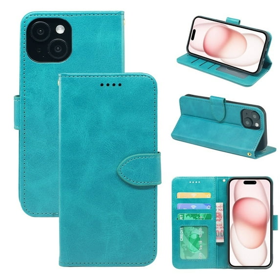 Apple leather case cross-border compatible with iPhone 16 15 14 13 flip phone case 17 calf leather photo frame 13 magnetic suction 11 wallet case