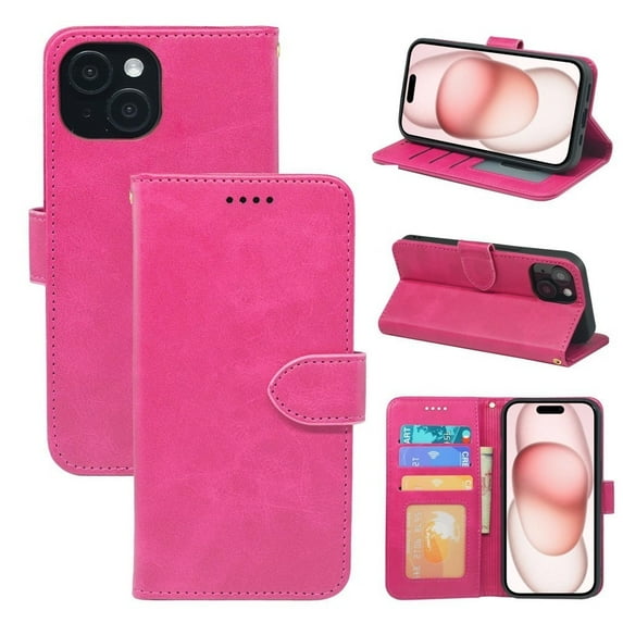 Apple leather case cross-border compatible with iPhone 16 15 14 13 flip phone case calf leather photo frame 13 magnetic suction 11 wallet case