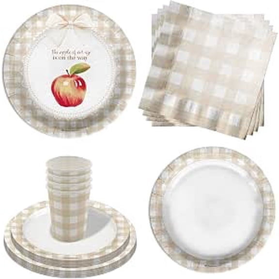 Apple of Our Eye Baby Shower Party Supplies, 64 Piece Set, Harvest Theme