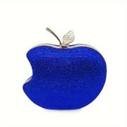 LIS BAGS Evening Bag Clutch Purses for Women Ladies Sparkling Party Handbag Wedding Cocktail Prom Bag Bitten Apple Shape, Blue