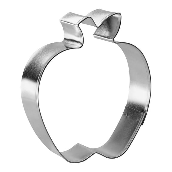 Apple with Leaf Cookie Cutter 3.25 in B1501 - Foose Cookie Cutters - USA Tin Plated Steel