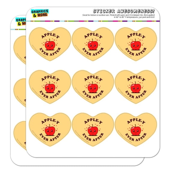 Apple-y Happily Ever After Funny Humor Heart Shaped Planner Calendar Scrapbook Craft Stickers