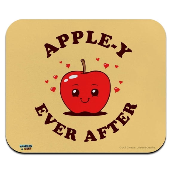 Apple-y Happily Ever After Funny Humor Low Profile Thin Mouse Pad Mousepad