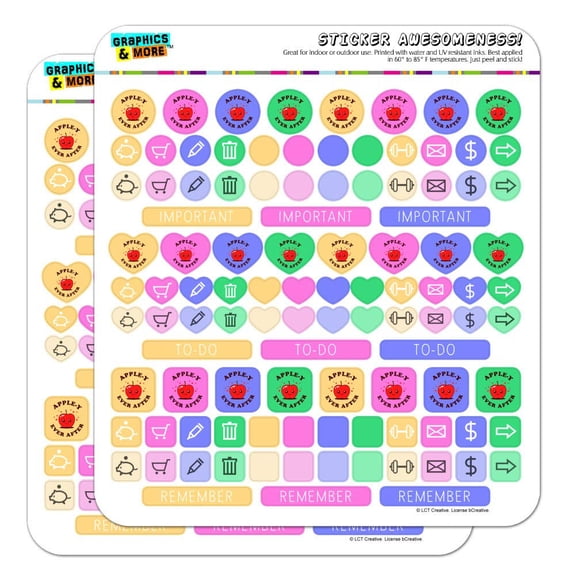 Apple-y Happily Ever After Funny Humor Planner Calendar Scrapbooking Crafting Sticker Set