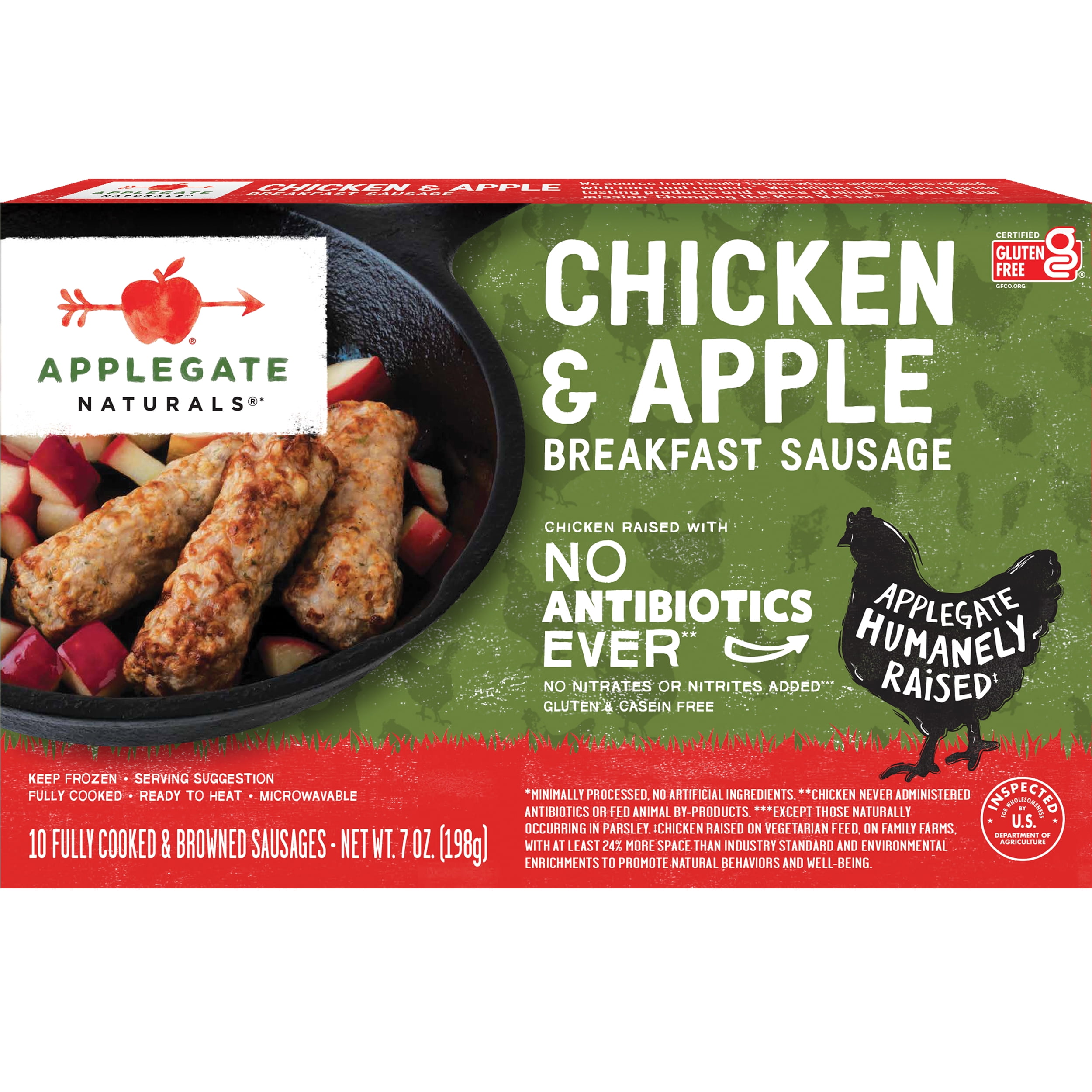 Applegate Natural Chicken & Apple Breakfast Sausage Links, 7oz (Frozen)