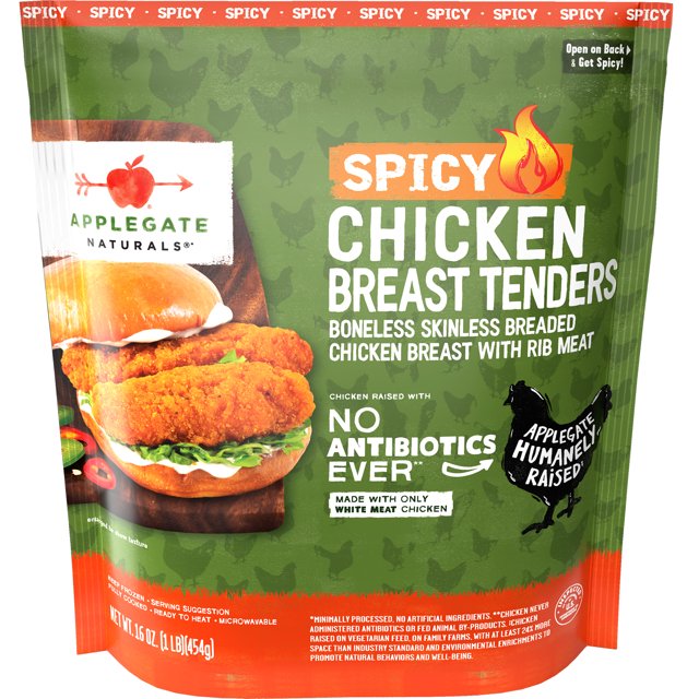 Applegate Natural Spicy Chicken Breast Tenders, 16oz (Frozen)