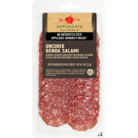 Applegate Natural Uncured Genoa Salami Sliced, 4oz Resealable Package