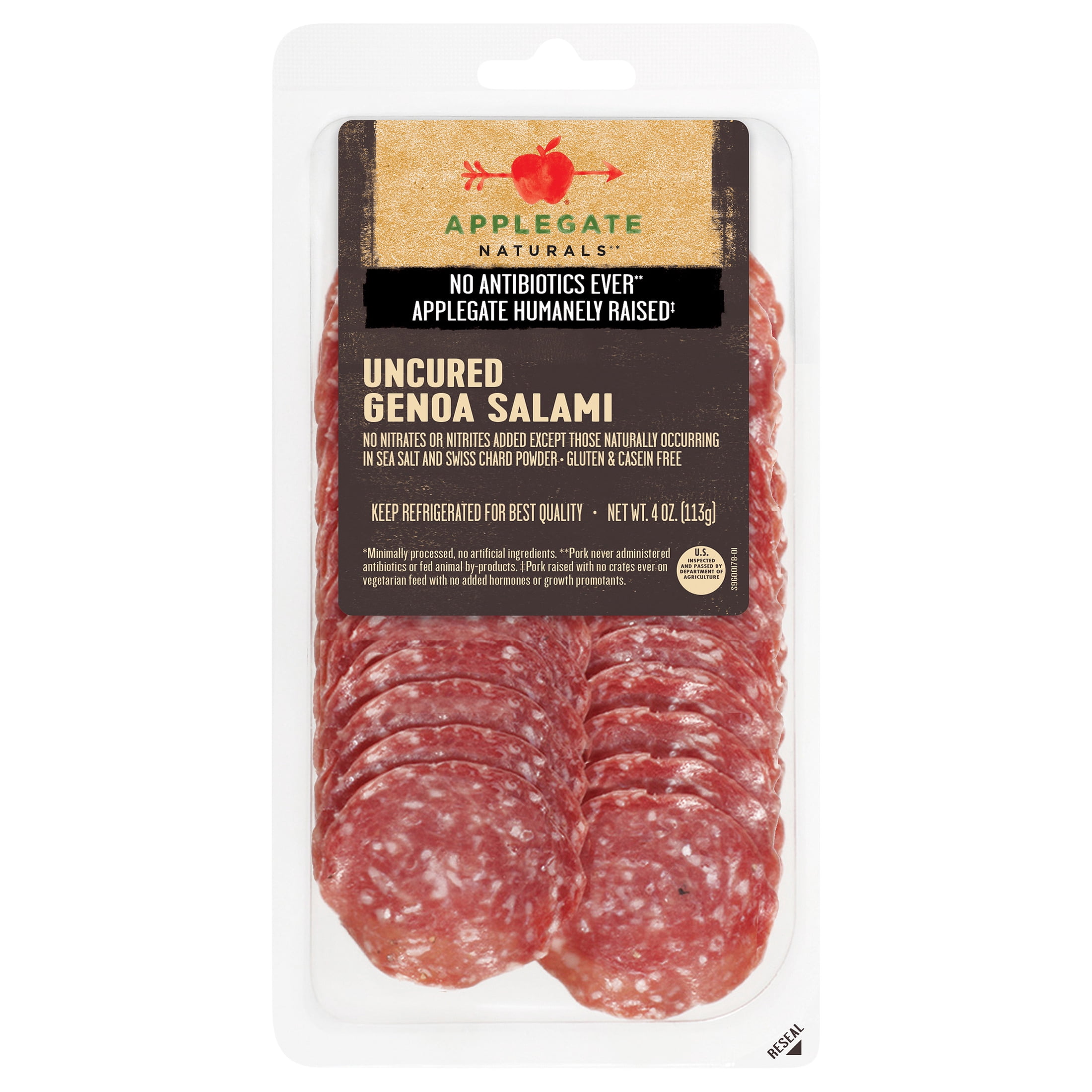 Applegate Naturals Uncured Genoa Salami Sliced, 4oz