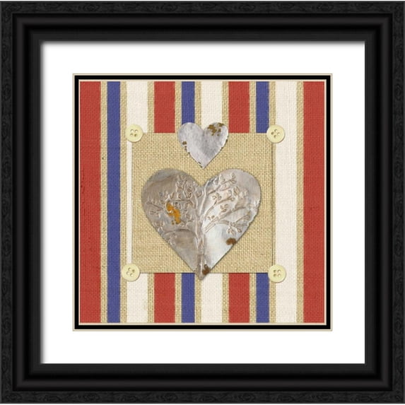 Appleman, Sam 12x12 Black Ornate Wood Framed with Double Matting Museum Art Print Titled - Tin Hearts
