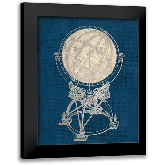 Appleman, Sam 12x14 Black Modern Framed Museum Art Print Titled - Old World Globe Coastal Blue