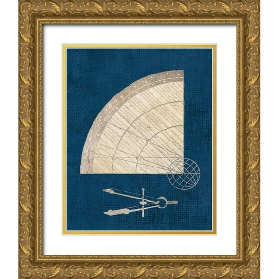 Appleman, Sam 12x14 Gold Ornate Wood Framed with Double Matting Museum Art Print Titled - Cartographers Set Coastal Blue