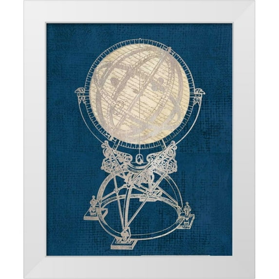 Appleman, Sam 15x18 White Modern Wood Framed Museum Art Print Titled - Old World Globe Coastal Blue