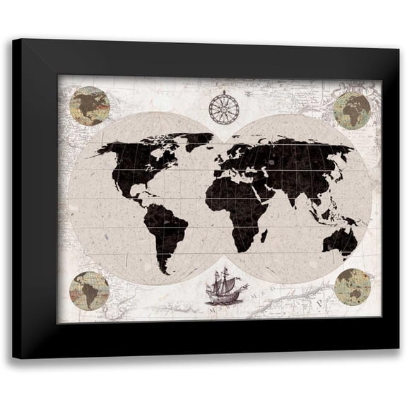 Appleman, Sam 18x14 Black Modern Framed Museum Art Print Titled - Explorers Map