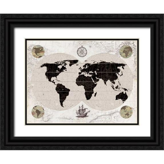 Appleman, Sam 18x14 Black Ornate Wood Framed with Double Matting Museum Art Print Titled - Explorers Map