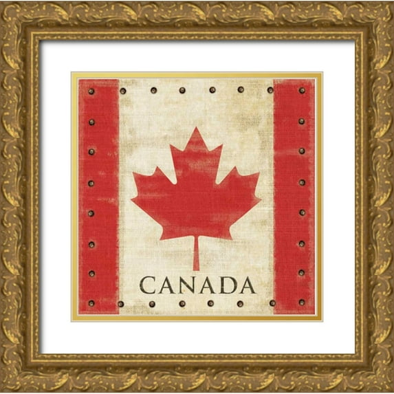 Appleman, Sam 20x20 Gold Ornate Wood Framed with Double Matting Museum Art Print Titled - Vintage Canadian Flag