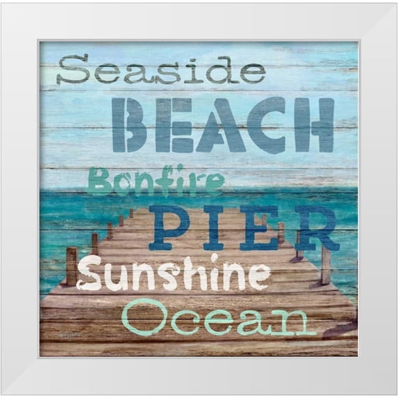 Appleman, Sam 20x20 White Modern Wood Framed Museum Art Print Titled - Pier View Weathered Wood Sign