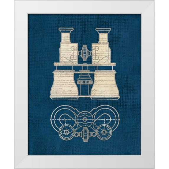 Appleman, Sam 20x24 White Modern Wood Framed Museum Art Print Titled - Antique Binoculars Coastal Blue