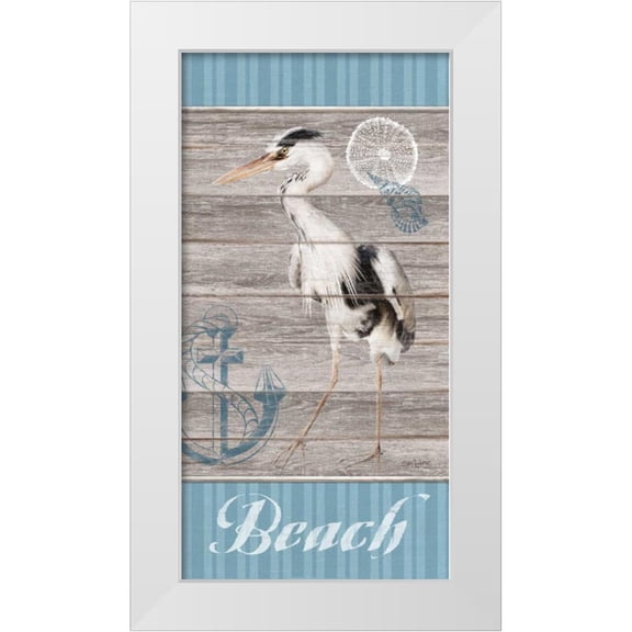 Appleman, Sam 9x14 White Modern Wood Framed Museum Art Print Titled - Beach Heron