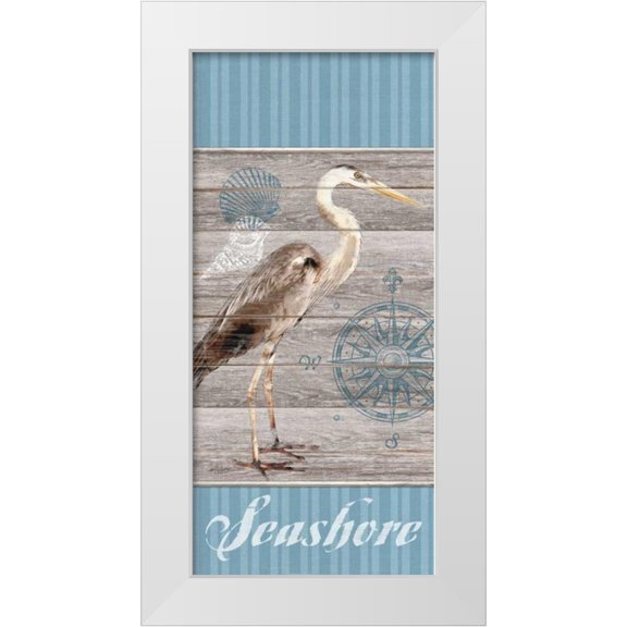 Appleman, Sam 9x14 White Modern Wood Framed Museum Art Print Titled - Seashore Heron