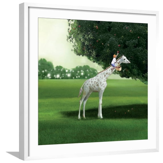 Art.com Applepicking Art Print by Nancy Tillman, White Frame Wall Art, 29" x 29"