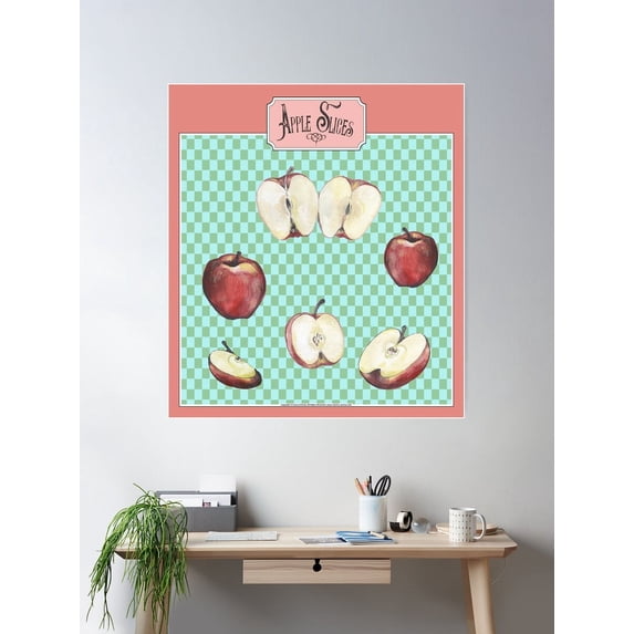 Apples & Apple Slices. Poster Wall Art, Modern Wall Decor For Living ...