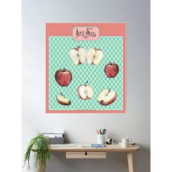 Apples & Apple Slices. Poster Wall Art, Modern Wall Decor For Living Room Bedroom, 12x18 UNFRAMED