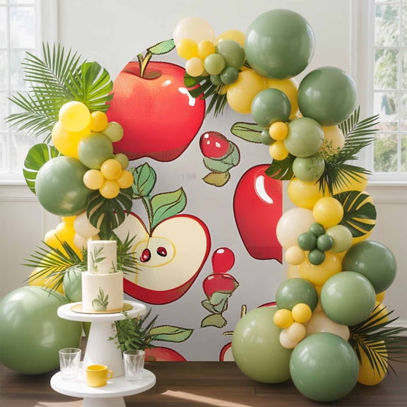 Apples Arch Backdrop Cover, 7.2FT, Fruits Modern Art Spandex Arch Covers Double-Sided Backdrop for Wedding Birthday Party Photo Background Decoration