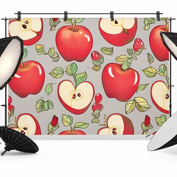 Apples Backdrop for Photography, Fruits Modern Art Photo Backdrop Portrait Background Party Banner Photo Backgrounds for Studio Booth Props, 7x5ft