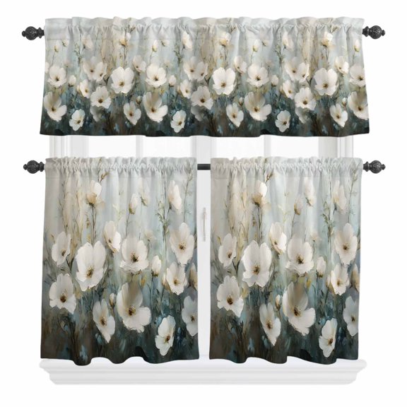 Apples Curtain Valances Set Fruits Modern Art Kitchen Curtains 24 inch Length Rod Pocket Valance and Tiers 3 Piece Set Small Bedroom Bathroom Laundry Decor
