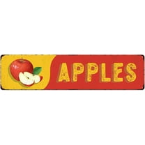 Apples Fruit Metal Sign Vintage Retro Tin Signs Art Poster Aluminum Sign Home Wall Decor for Farmhouse Country Kitchen Fruit Shop Garden Pub Club Cafe Outdoor Hanging Plaque 4"x16"
