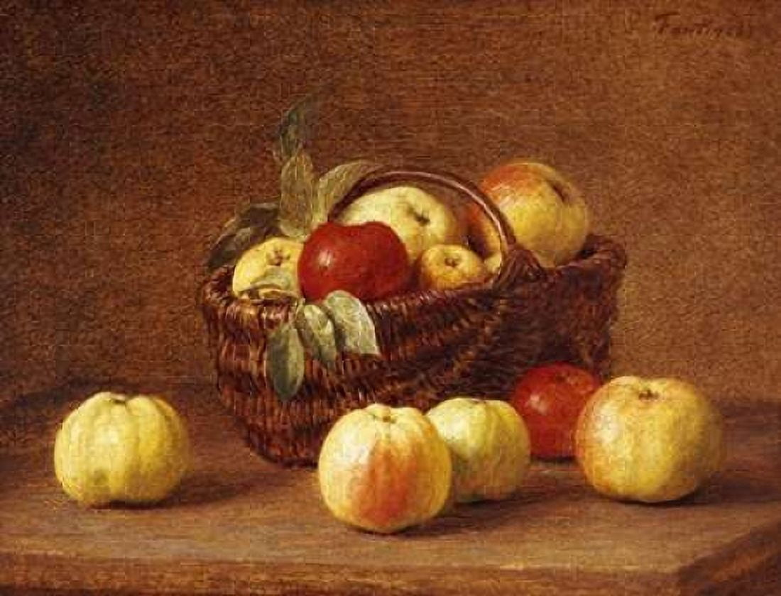 Apples In a Basket On a Table Canvas Art - Henri Fantin-Latour (18 x 24)
