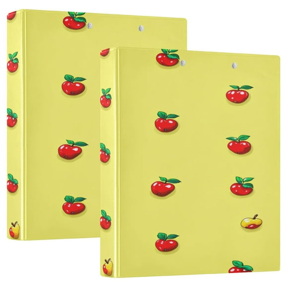 Apples Pattern Design 12.4x10.6in PVC Round Ring Binder, D-Ring 3-Hole, Metal Clip, 200 Sheets