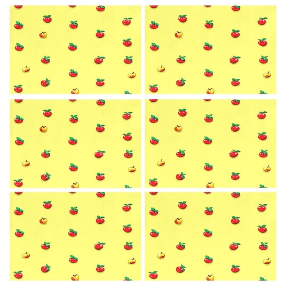 Apples Pattern Design 6-Piece 12x18in Durable Place Mats, Heat-Proof and Non-Slip